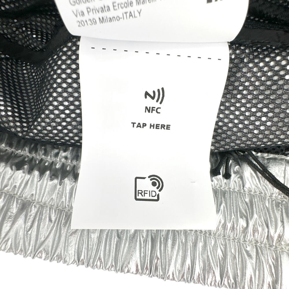 GOLDEN GOOSE Sports Diana Metallic Shorts in Silver/Black XS - Picture 11 of 14